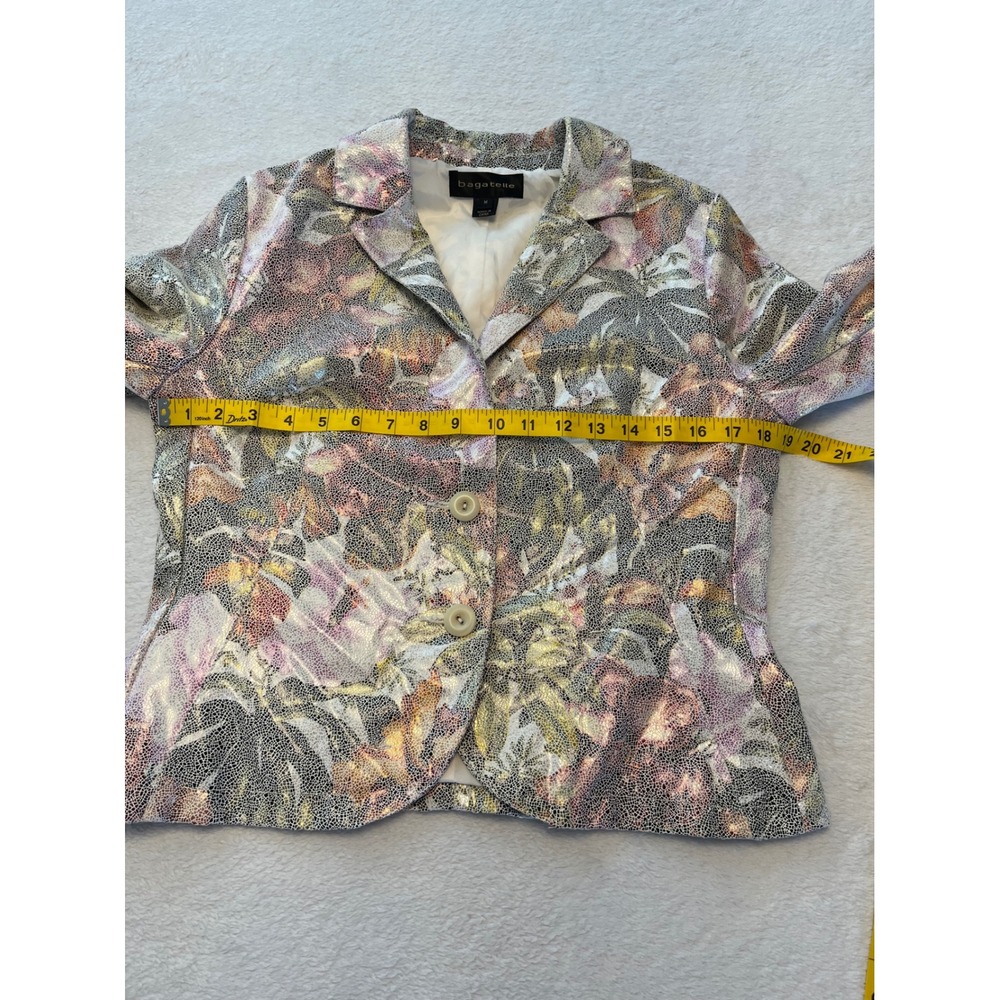 Bagatelle Women's Metallic Floral Blazer Jacket Size M - Picture 3 of 7